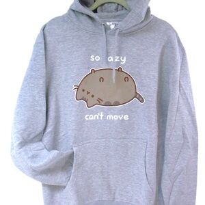 Pusheen The Cat "So Lazy Can't Move" Grey Hoodie Sweatshirt, Size: XS, S & M New